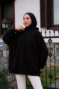 Kapüşonlu Sweat  Siyah
