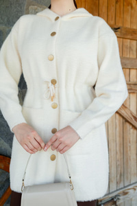 Kapüşonlu Triko Ceket Bej