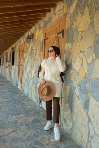 Kapüşonlu Triko Ceket Bej