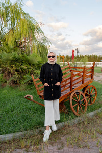 Kapüşonlu Triko Ceket Siyah