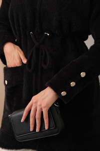 Kapüşonlu Triko Hırka Siyah