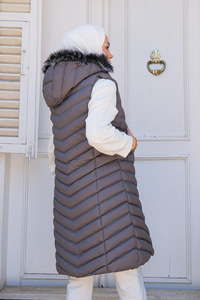 Kapüşonu Çıkarılabilir Cepli Şişme Yelek  Gri