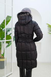 Kare Desenli Şişme Mont Siyah