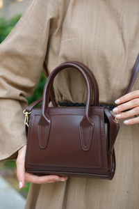 Kare Fermuarlı El Çantası Kahverengi