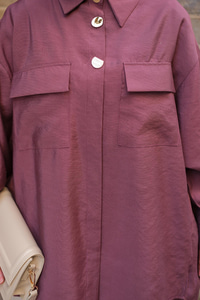 Kargo Cepli Oversize Gömlek Gül Kurusu