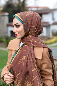 KARIN DESENLI SAL KAHVERENGI-YESIL