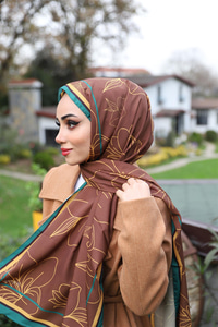 KARIN DESENLI SAL KAHVERENGI-YESIL