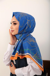 KARIN DESENLI SAL SAX MAVI-TURUNCU