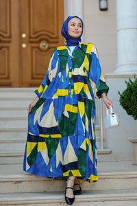 Karışık Desen Elbise Sarı