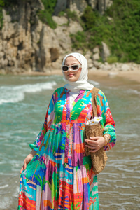 Karışık Desen Elbise Yeşil