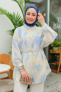 Karışık Desen Gömlek Bebe Mavi