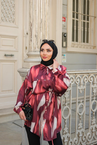 Karışık Desen Gömlek Bordo