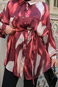 Karışık Desen Gömlek Bordo