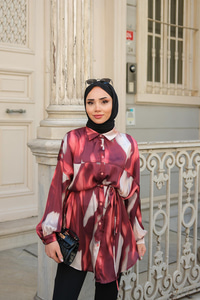 Karışık Desen Gömlek Bordo