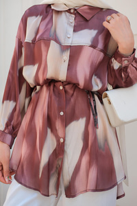 Karışık Desen Gömlek Kahverengi