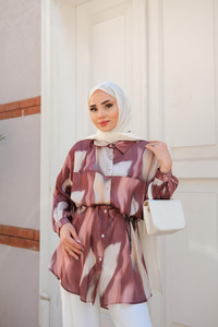 Karışık Desen Gömlek Kahverengi