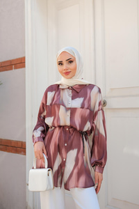 Karışık Desen Gömlek Kahverengi