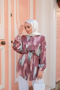 Karışık Desen Gömlek Kahverengi-Yeşil