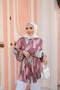 Karışık Desen Gömlek Kahverengi-Yeşil