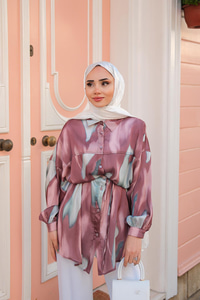 Karışık Desen Gömlek Kahverengi-Yeşil