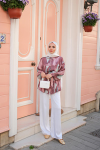 Karışık Desen Gömlek Kahverengi-Yeşil