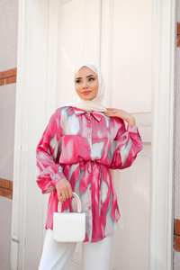 Karışık Desen Gömlek Pembe