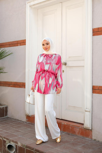 Karışık Desen Gömlek Pembe