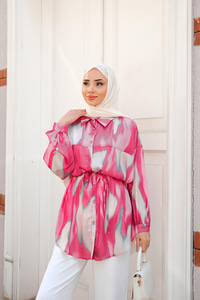 Karışık Desen Gömlek Pembe