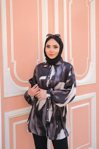 Karışık Desen Gömlek Siyah