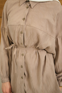 Karışık Desen Jakar Gömlek Vizon