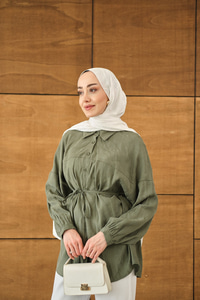 Karışık Desen Jakar Gömlek Yeşil