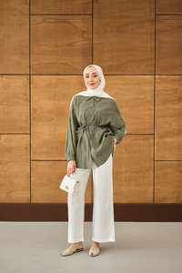 Karışık Desen Jakar Gömlek Yeşil