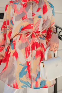 Karışık Desen Kraş Gömlek Nar Çiçeği