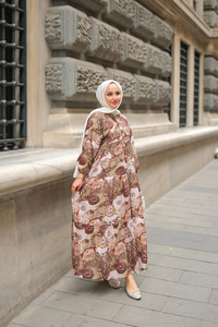 Karışık Desenli Elbise Yeşil