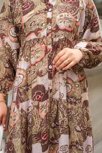 Karışık Desenli Elbise Yeşil