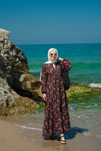 Kaside Desen Elbise Siyah