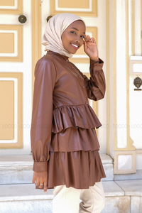 Uygun Fiyatlı KAT KAT DERI TUNIK ACI KAHVE | Loccomoda.com 