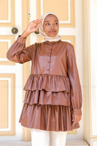 Uygun Fiyatlı KAT KAT DERI TUNIK ACI KAHVE | Loccomoda.com 