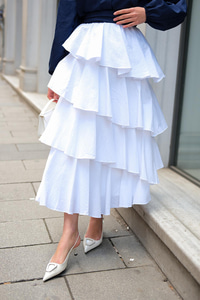 Kat Kat Valonlu Etek Beyaz