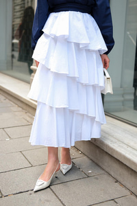 Kat Kat Valonlu Etek Beyaz