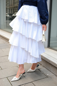 Kat Kat Valonlu Etek Beyaz