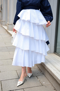 Kat Kat Valonlu Etek Beyaz