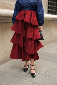 Kat Kat Valonlu Etek Bordo