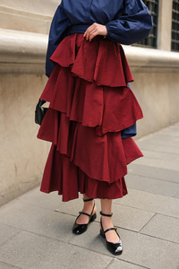 Kat Kat Valonlu Etek Bordo