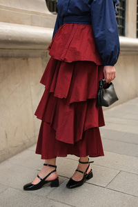 Kat Kat Valonlu Etek Bordo