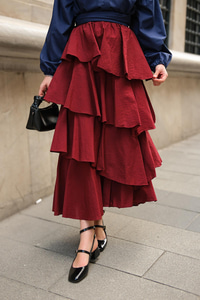 Kat Kat Valonlu Etek Bordo