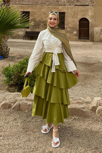 Kat Kat Valonlu Etek Yeşil