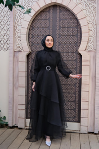 KAT KAT YAKASI TUL DETAY ABIYE SIYAH