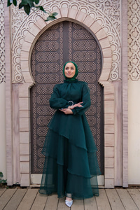 KAT KAT YAKASI TUL DETAY ABIYE ZUMRUT YESIL