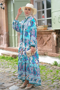 Katleya Desen Elbise  Yeşil